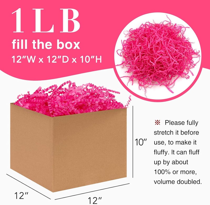 Corlcol 1LB Crinkle Cut Paper Shred Filler for Gift Box Bag and Basket On Holidays (Rose Pink) - Image 2